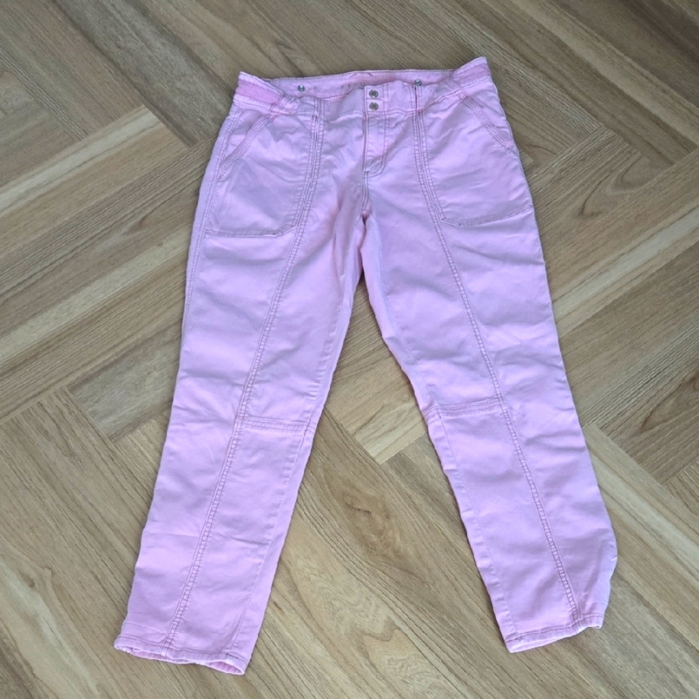 Pink Ankle Cropped Jeans Lightweight Denim 6